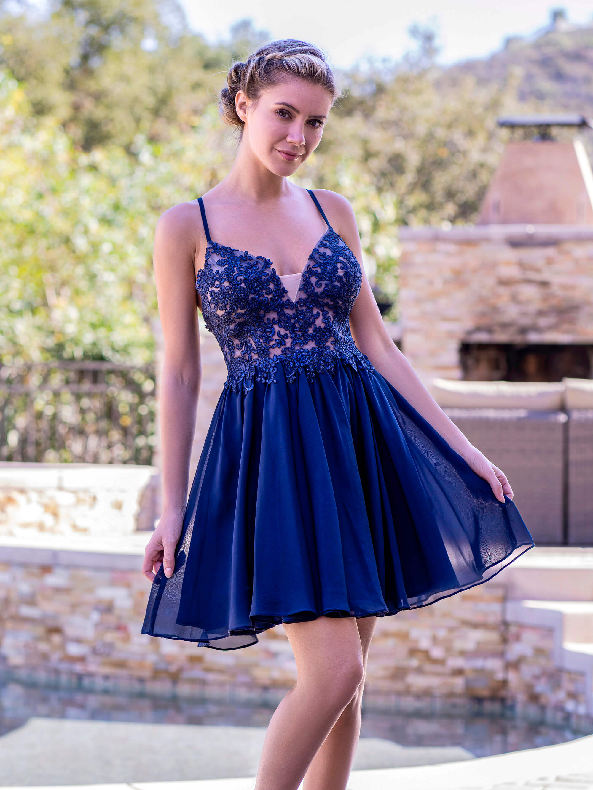 dark blue homecoming dresses